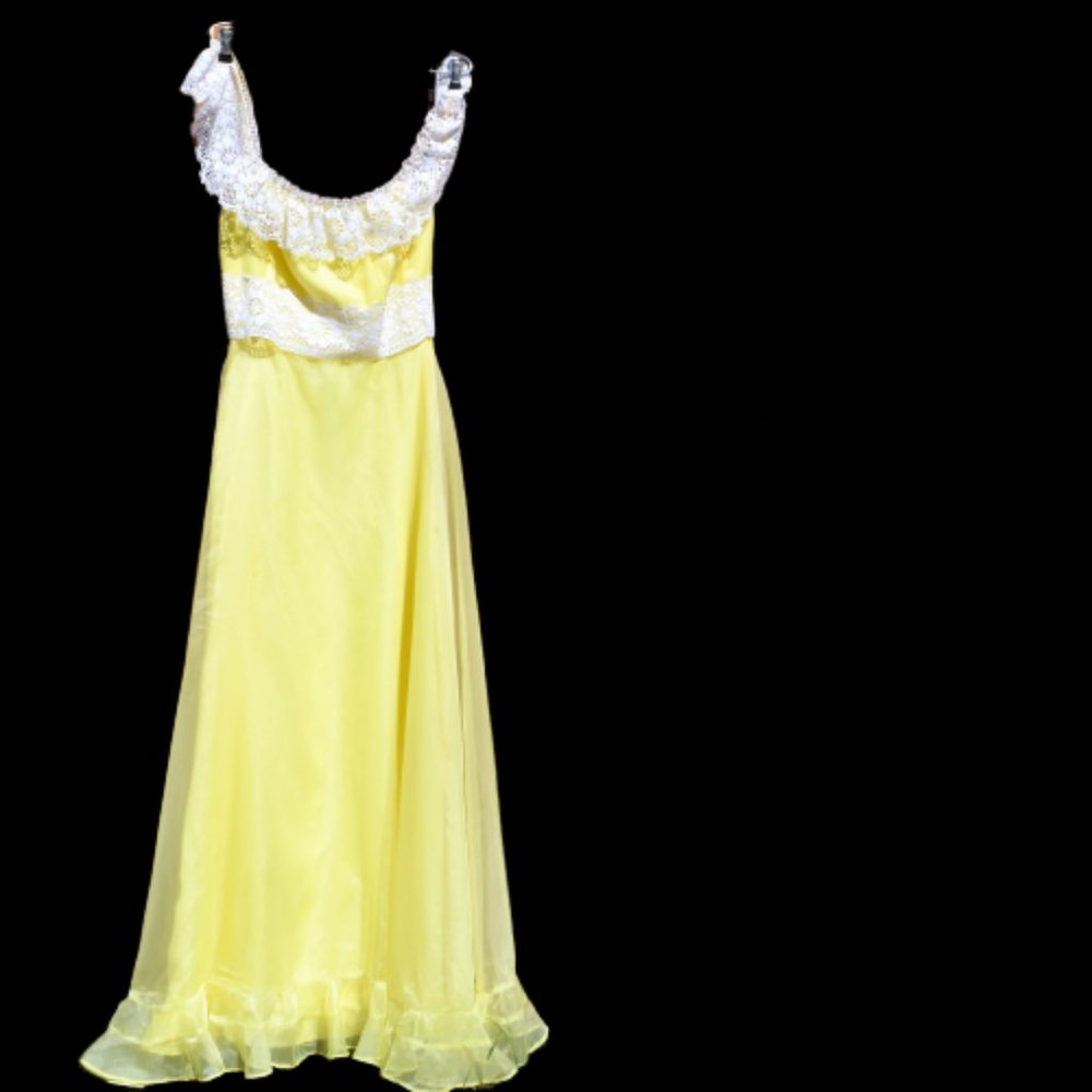 Vintage Sylvia Ann 50s Canary Yellow Formal Dress